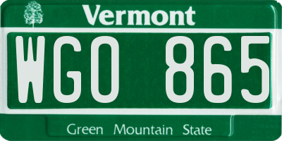 VT license plate WGO865