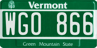 VT license plate WGO866