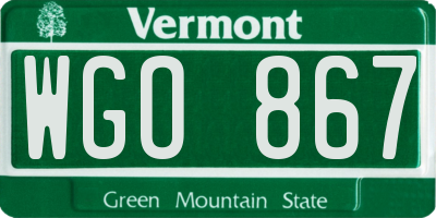 VT license plate WGO867