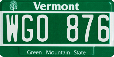 VT license plate WGO876
