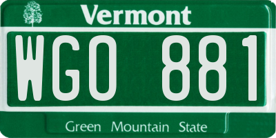 VT license plate WGO881