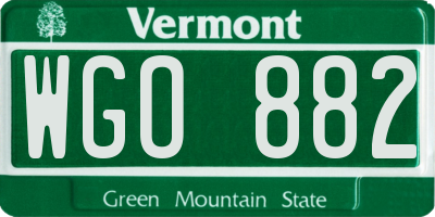 VT license plate WGO882
