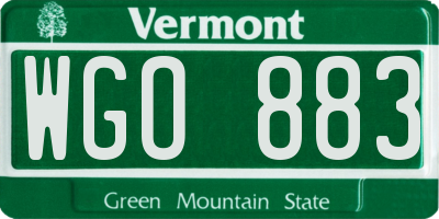VT license plate WGO883