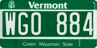 VT license plate WGO884