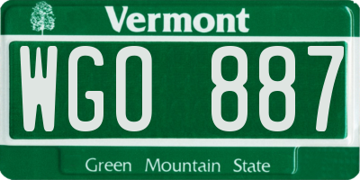 VT license plate WGO887