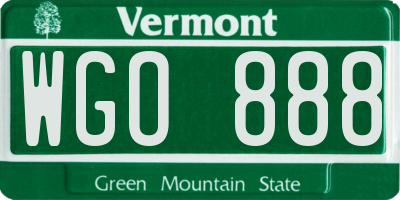 VT license plate WGO888
