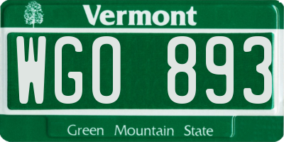 VT license plate WGO893