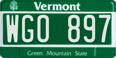 VT license plate WGO897