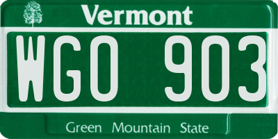 VT license plate WGO903