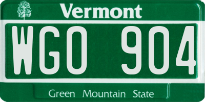 VT license plate WGO904
