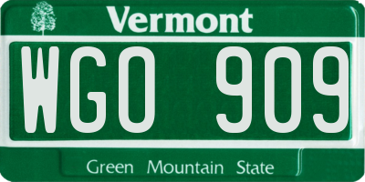 VT license plate WGO909