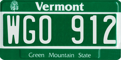 VT license plate WGO912