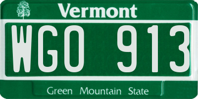 VT license plate WGO913