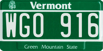 VT license plate WGO916