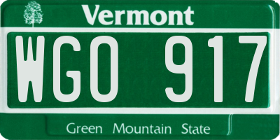 VT license plate WGO917