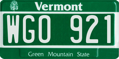 VT license plate WGO921