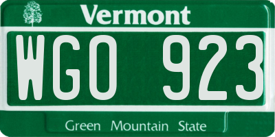VT license plate WGO923