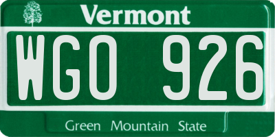 VT license plate WGO926