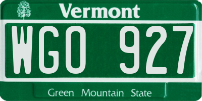 VT license plate WGO927