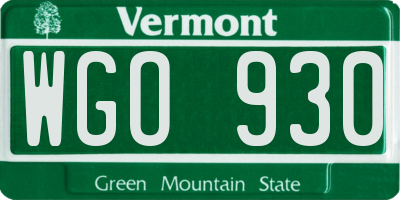 VT license plate WGO930