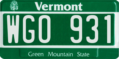 VT license plate WGO931