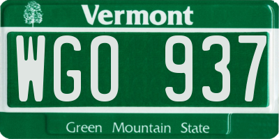 VT license plate WGO937