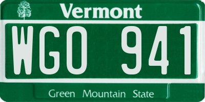 VT license plate WGO941