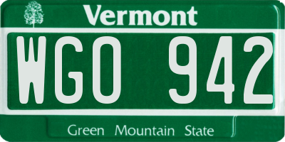 VT license plate WGO942