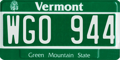 VT license plate WGO944