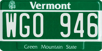 VT license plate WGO946