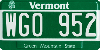 VT license plate WGO952