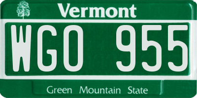 VT license plate WGO955