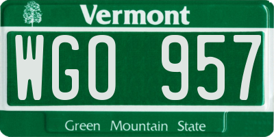 VT license plate WGO957
