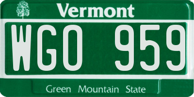 VT license plate WGO959