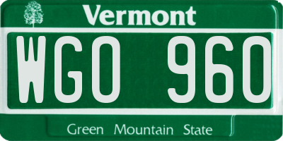 VT license plate WGO960