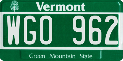 VT license plate WGO962