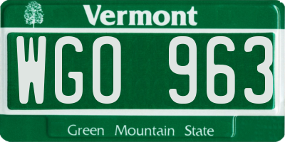 VT license plate WGO963
