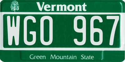VT license plate WGO967