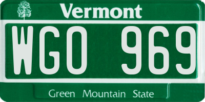 VT license plate WGO969