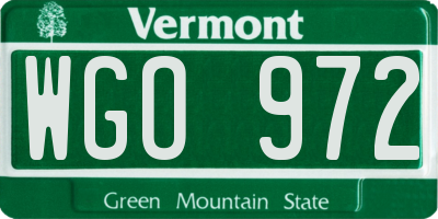 VT license plate WGO972