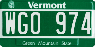 VT license plate WGO974