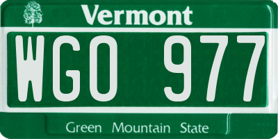 VT license plate WGO977
