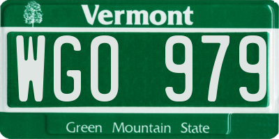 VT license plate WGO979