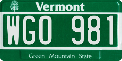 VT license plate WGO981