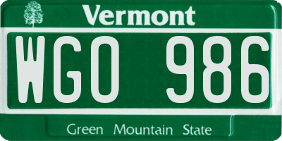 VT license plate WGO986