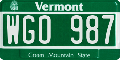 VT license plate WGO987
