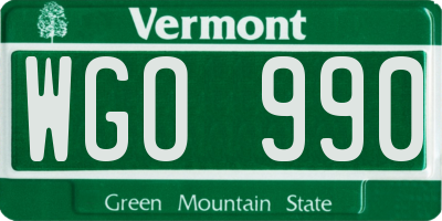 VT license plate WGO990