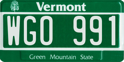 VT license plate WGO991