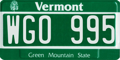 VT license plate WGO995