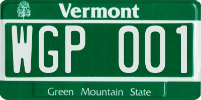 VT license plate WGP001